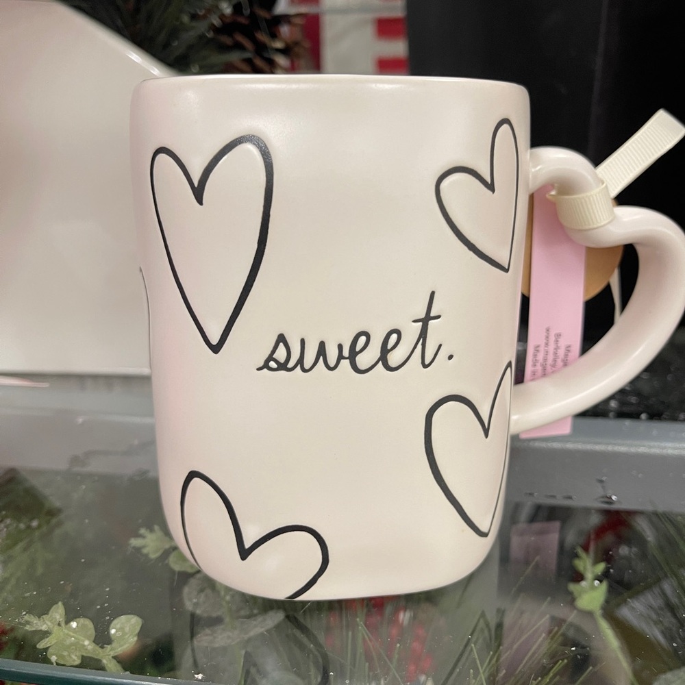 Rae Dunn Valentine Sweet. Heart Ceramic Coffee Mug with Heart Handle 
 NWT